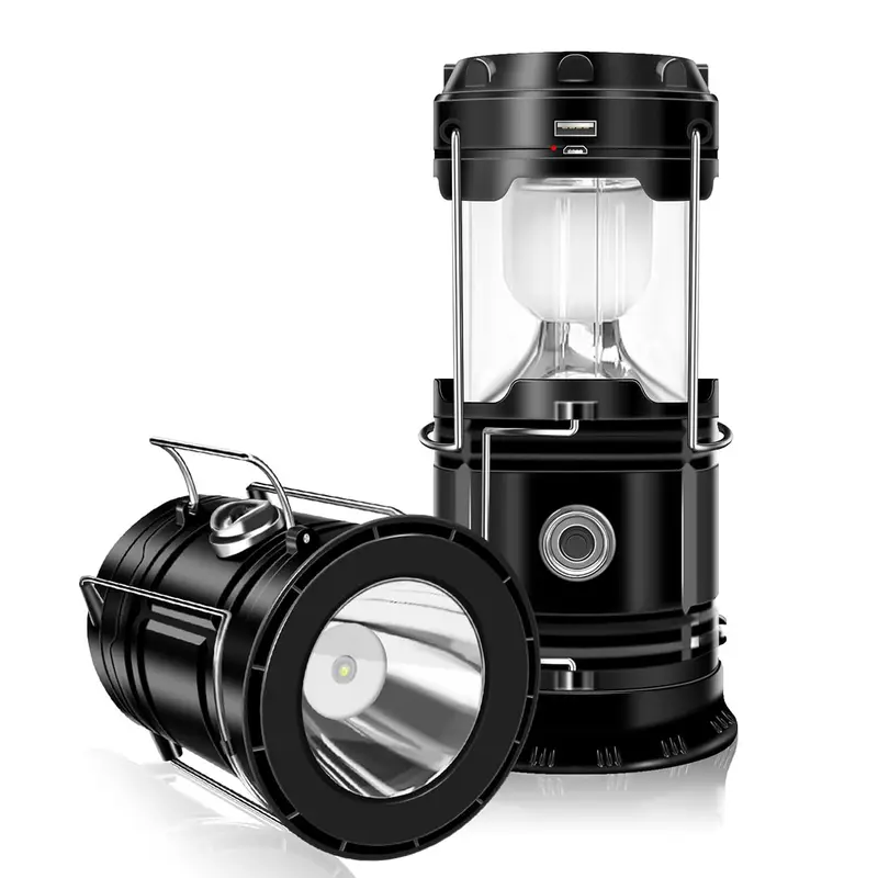 Đèn lồng cắm trại năng lượng mặt trời LED bản 2026, sạc USB, đế nam châm, gấp gọn, dùng như đèn pin, treo được, 3 mức sáng, nhẹ, dùng khi mất điện và ngoài trời