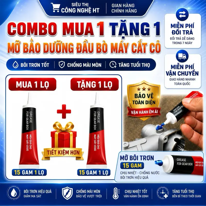 Mua 1 Tặng 1 Mỡ Xanh Chuyên Dụng Siêu Chịu Nhiệt Kéo Dài Tuổi Thọ Bảo Dưỡng Đầu Bò Máy Cắt Cỏ