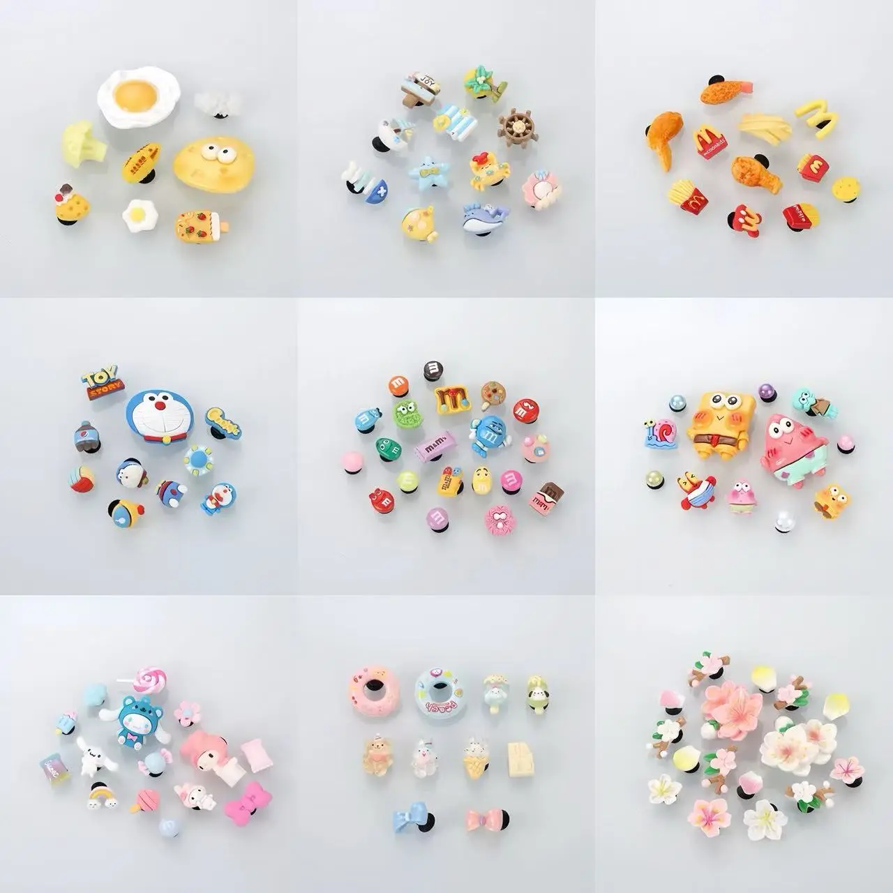 Set de accesorios DIY con diseños tiernos de dibujos animados, alimentos y frutas para decorar zapatos estilo coreano