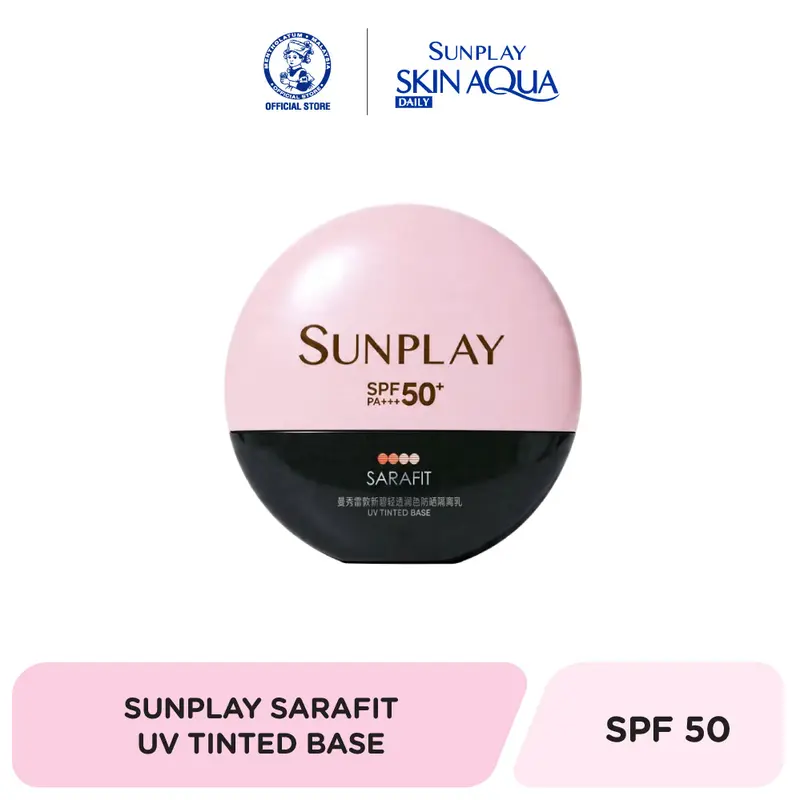 SUNPLAY Skin Aqua Sarafit UV Tinted Sunscreen, 30 g, SPF50+ PA+++, Lightweight Primer and Makeup Base with Soft Glow