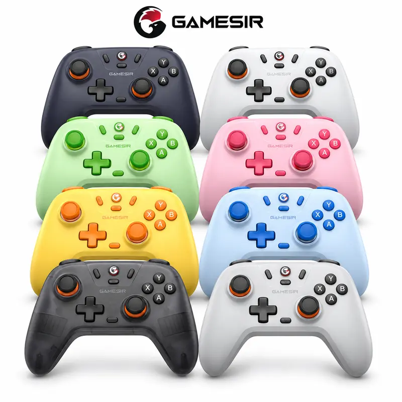 Tay cầm chơi game không dây GameSir T4 Nova Lite, cần analog Hall Effect chống trôi, dùng đa nền tảng, kết nối Bluetooth, đầu thu 2.4G và USB‑C, tương thích PC, Switch, Android, iOS