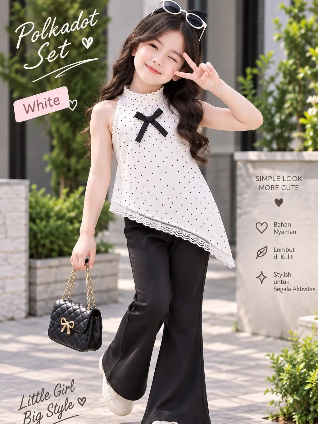 Polka Belle Set Anak Perempuan Setelan Premium Lace Cutbray Baju Anak Kekinian 2-8 Tahun Fashion