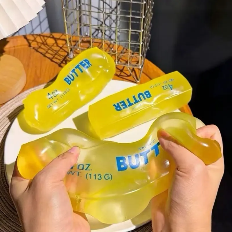 Jouet sensoriel anti-stress en forme de plaquette de beurre, ultra doux à remontée lente, à malaxer pour les enfants