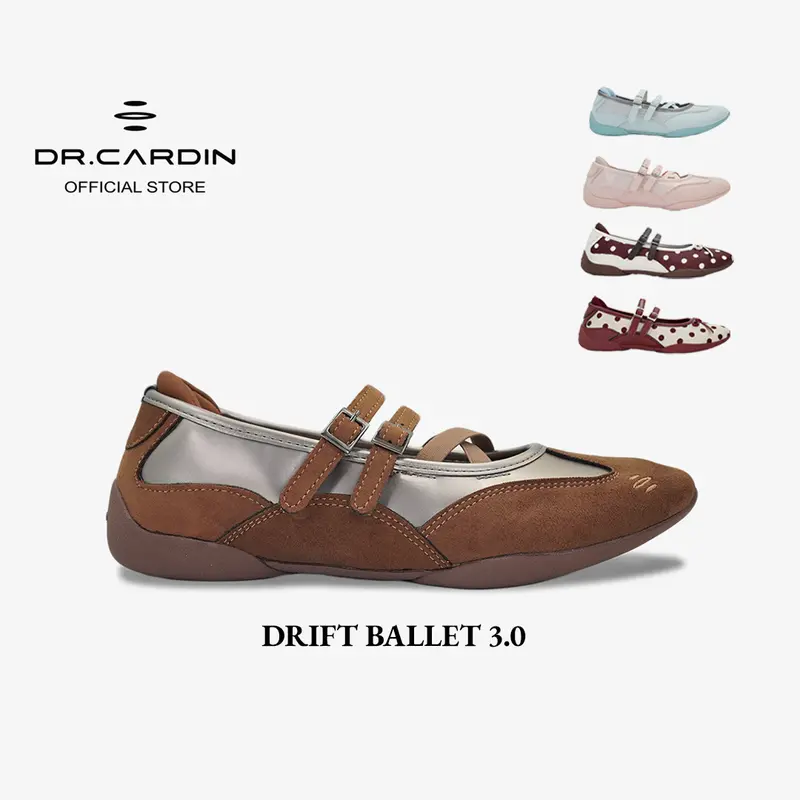 [10SEP 출시] Dr Cardin Drift Ballet 3.0 여성용 컴포트 발레 스니커즈 L-RQZ-3808, 스웨이드·인조가죽·새틴 소재