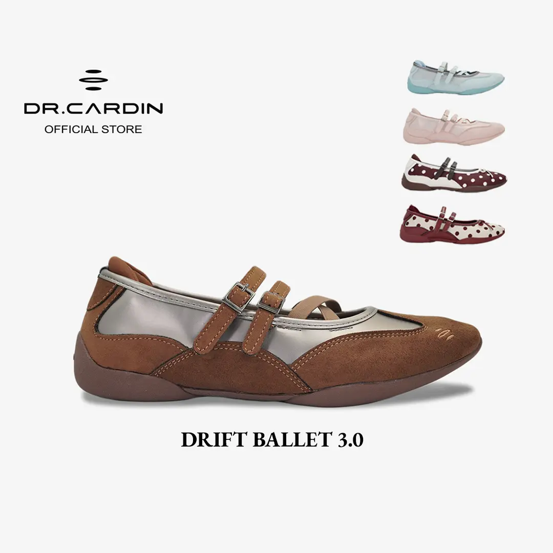 [10SEP Launch] DrCardin Drift Ballet 3.0 Women's Comfort Sneakers, L-RQZ-3808, Suede/Satin with Faux Leather