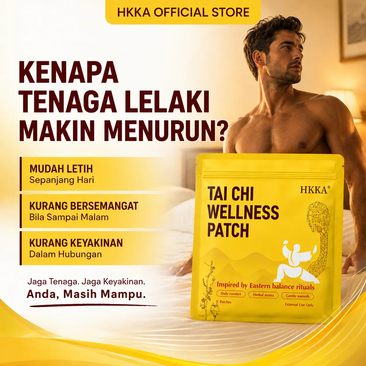 HKKA Tai Chi Wellness Patches for Men's Stamina Support, 5 Patches