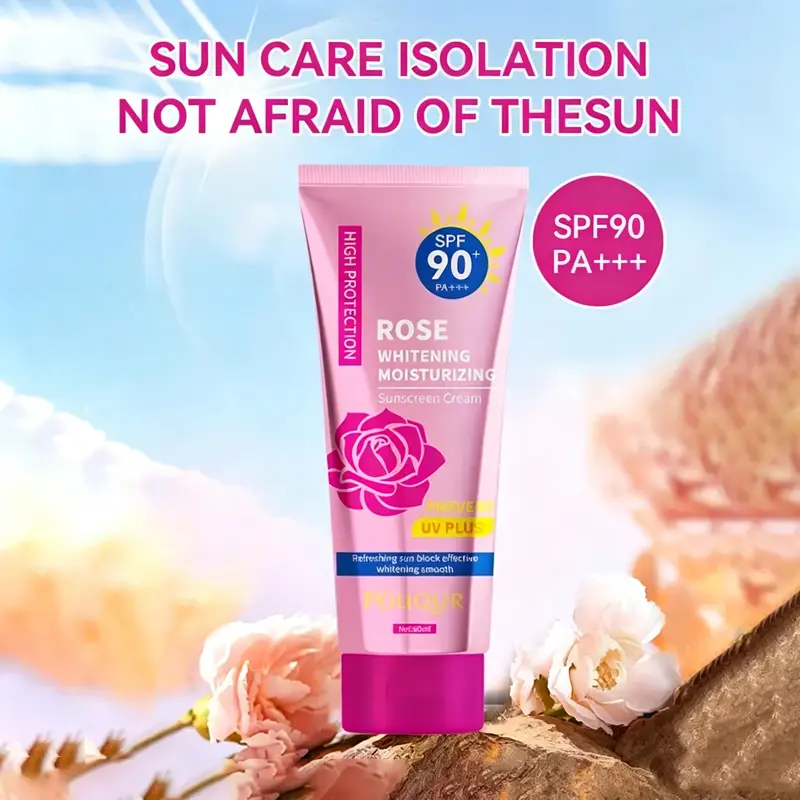 Rose Whitening Facial Sunscreen, 60ml, SPF90+, Moisturising and Brightening