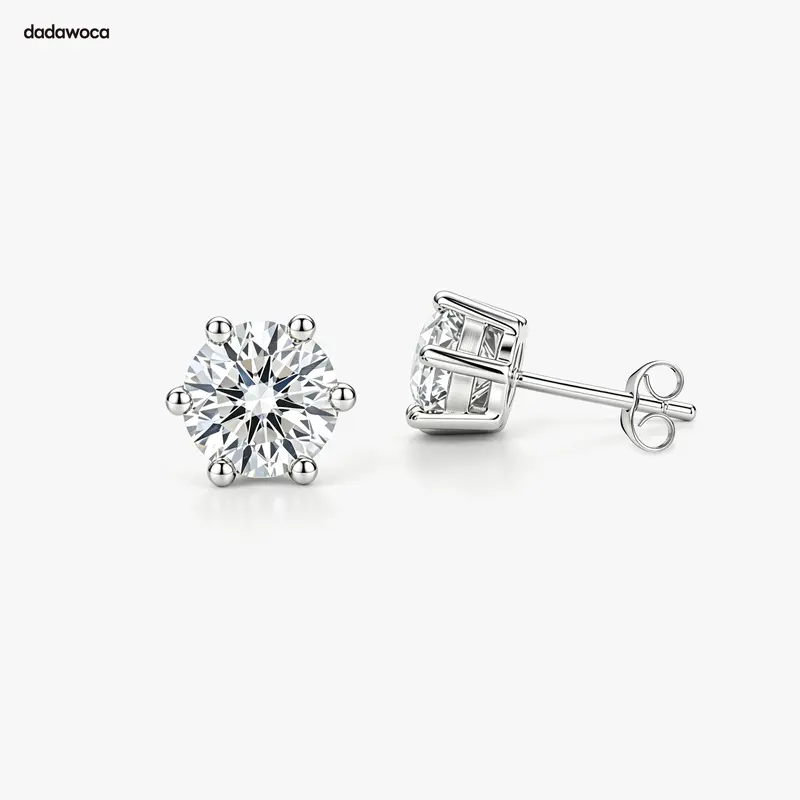 dadawoca·永遠の輝き 6本爪 モアサナイト スタッドピアス 一粒ジュエリー 両耳用 上品 日常使い ギフト