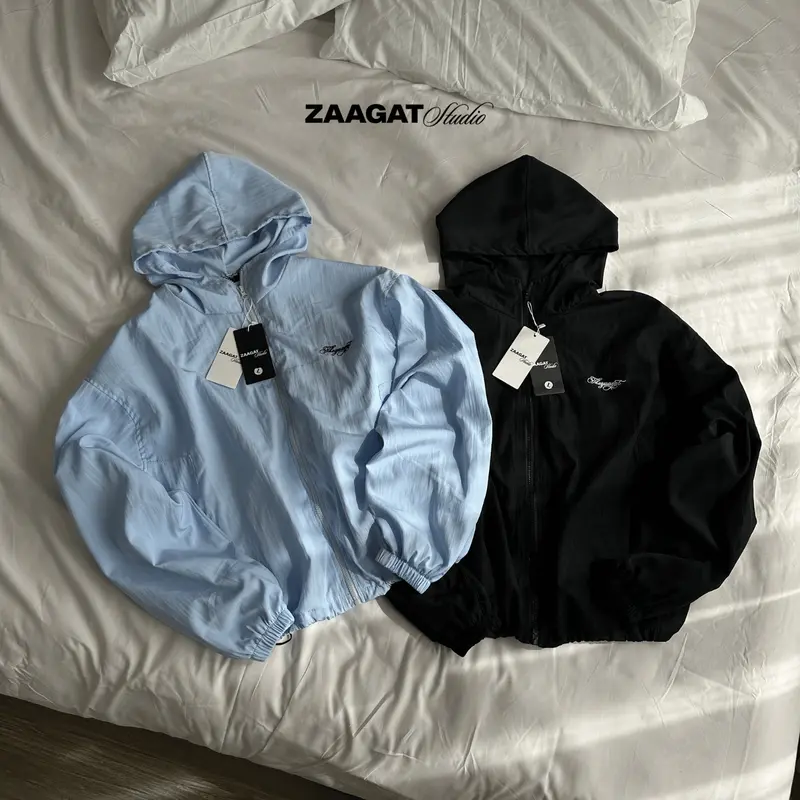 HOODED WINDBREAKED-Áo khoác gió nam nữ áo gió có mũ chất liệu gió nhăn nhẹ form rộng