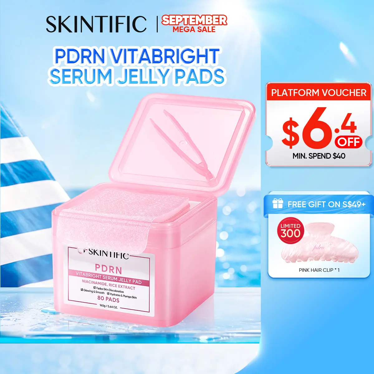 [MỚI] SKINTIFIC PDRN Vitabright Serum Jelly Pad, 80 miếng/hộp