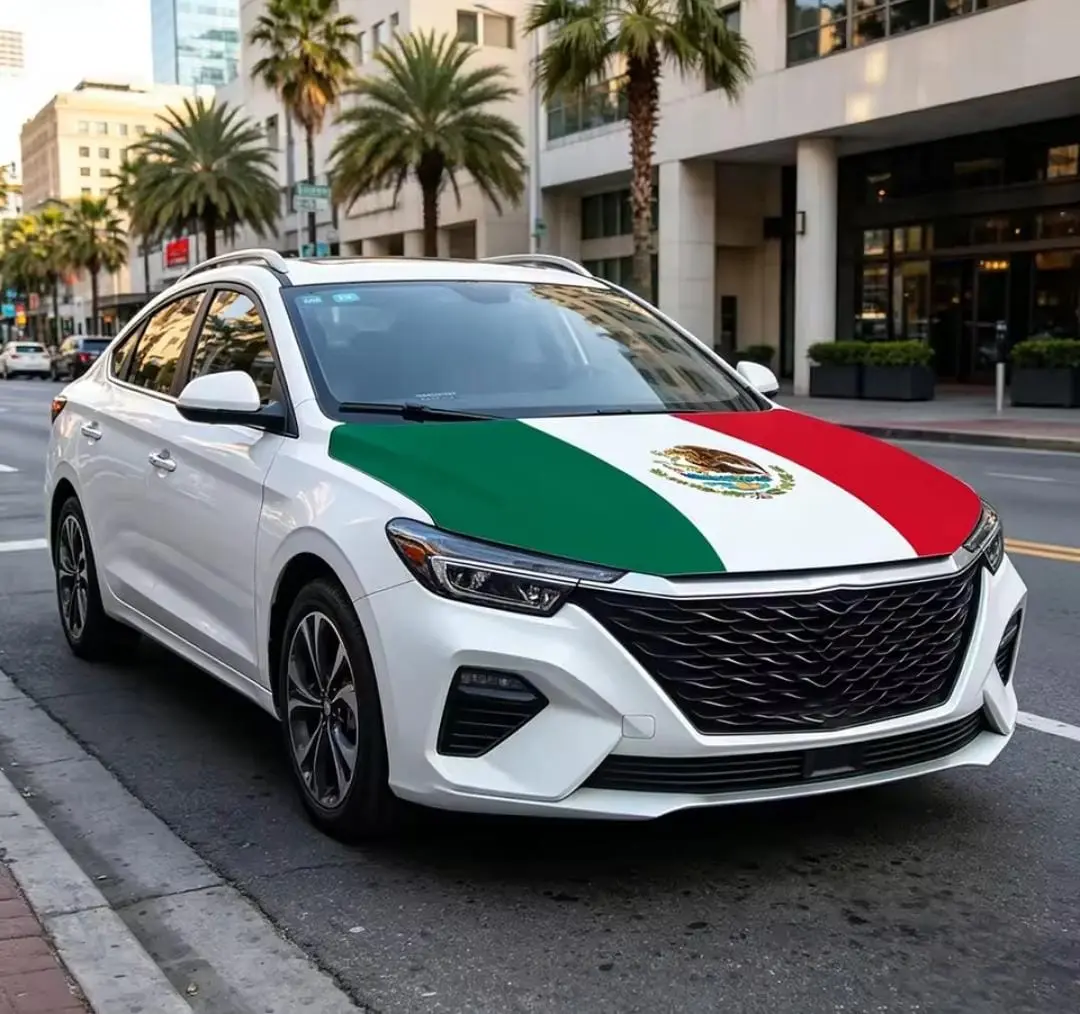 Mexico Flag Car Bonnet Cover, 110 × 170 CM, for Small and Medium Cars