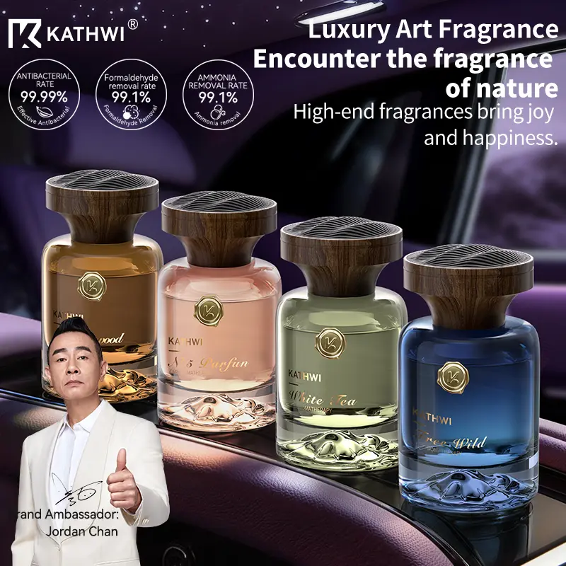 KATHWI Mountain Forest Car Fragrance New Scent, Freedom Wilderness, No. 5, White Tea, Qud Wood Balm, long-lasting and pleasant fragrance, the latest luxury car fragrance 120ml