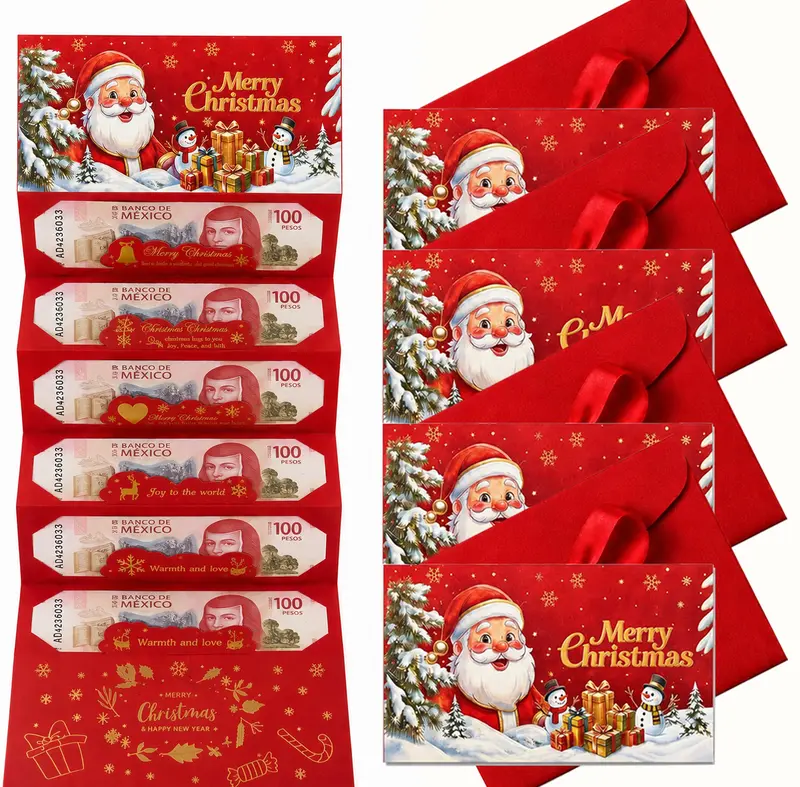 Bộ 4 phong bì tặng tiền Giáng sinh hình Ông già Noel, 6 ngăn, phụ kiện tặng tiền bất ngờ cho gia đình và bạn bè dịp Giáng sinh 2026