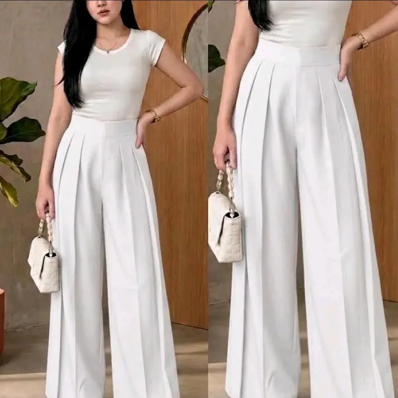 PROMO SPÉCIALE LIVE – Pantalon Lavie Palazzo taille haute pour femme, style coréen décontracté, sans fermeture Éclair