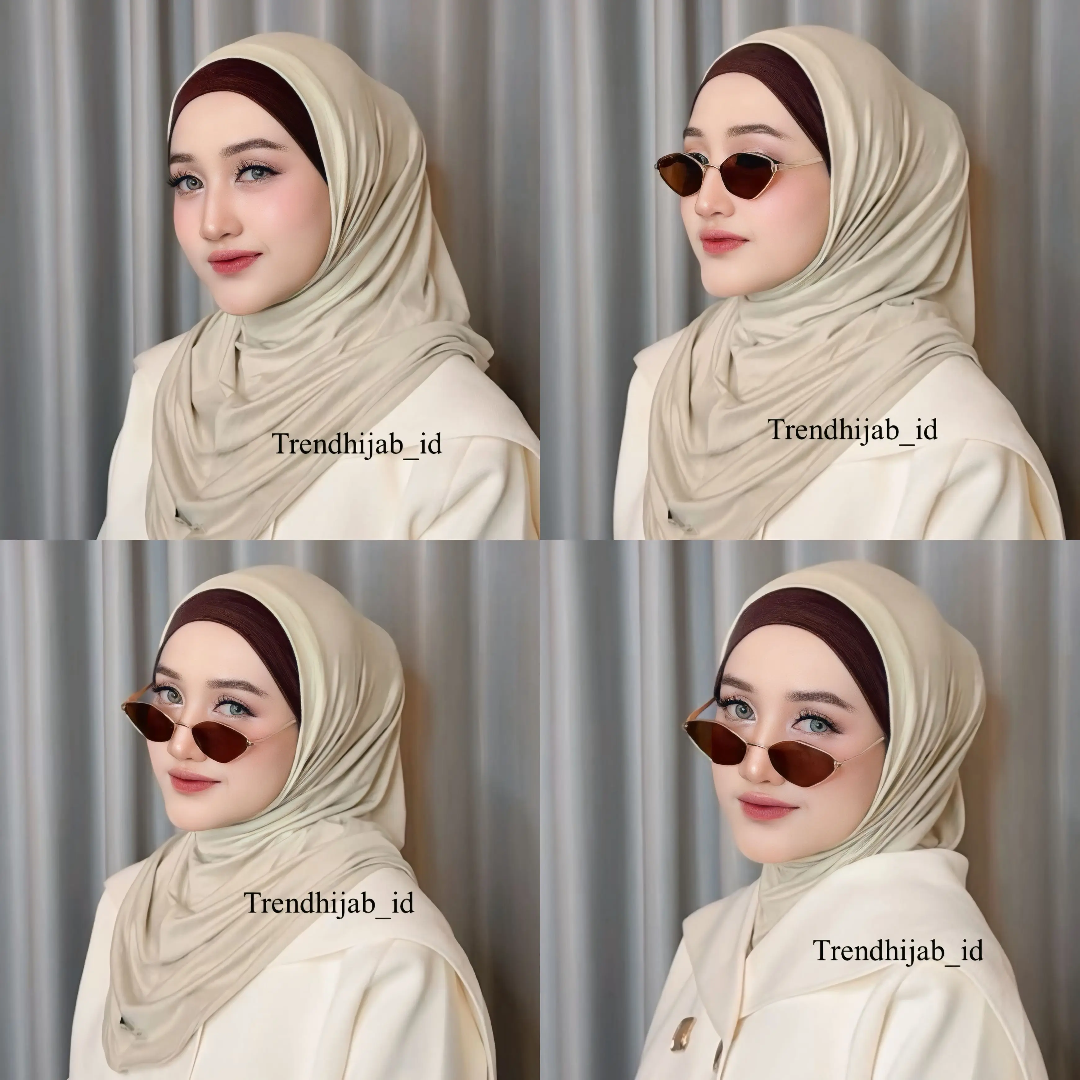 Hijab bergo instantané Naykila bicolore à liens façon bandana, en rayonne viscose légère