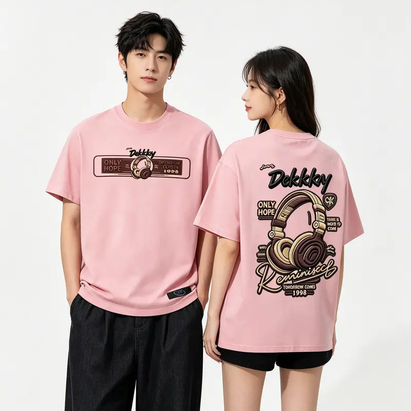 Korean Style Oversized TShirt Headphone Graphic Print Unisex Casual Shirt