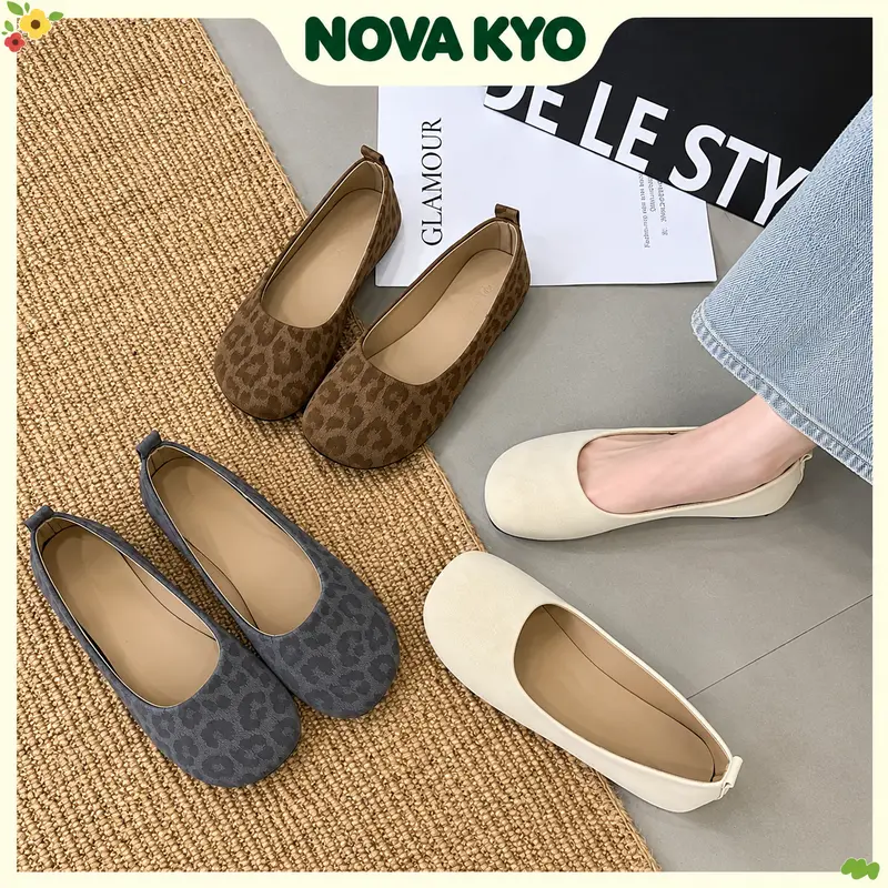 Women's Wide-Fit Ballet Flats with Soft, Lightweight Soles and Non-Slip Grip, Easy-On Shoes for Work and Everyday Wear