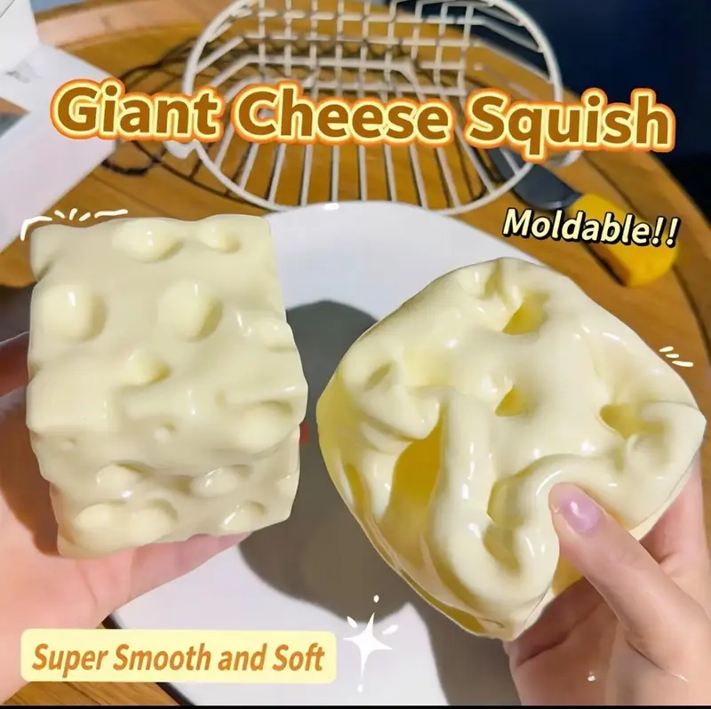 Squishy de Queso con Vaselina, Súper Suave, Moldeable y Apretable, Juguete Antiestrés Sensorial,5CM