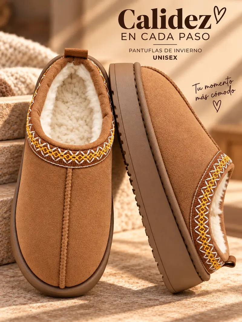 Unisex Winter Slip-On Ankle Boots with Memory Foam, Round Toe, for Indoor and Outdoor Wear