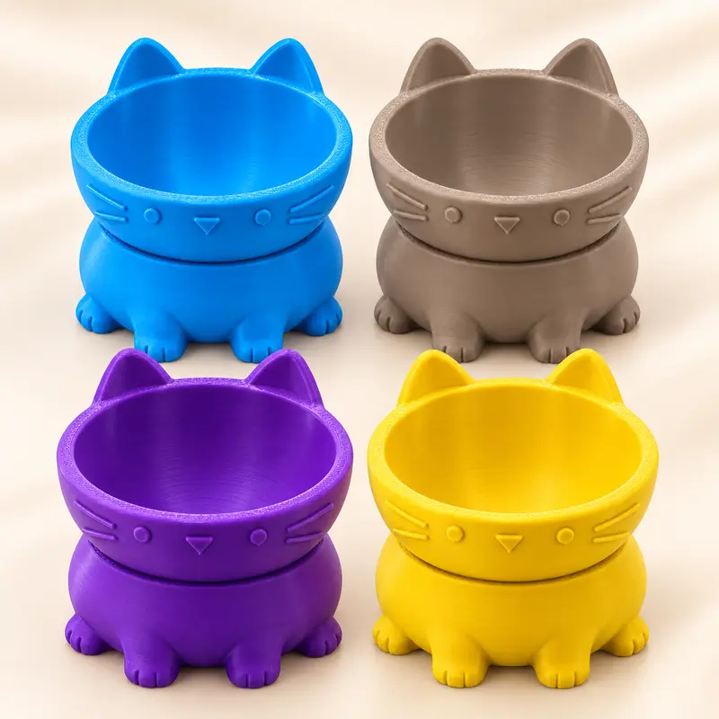 Pote de Ração para Gato Comedouro Elevado Ergonômico Tigela de Água Formato Gatinho