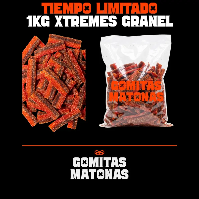 (OFERTA ESPECIAL) 1kg Xtremes Aciditos Granel | Gomitas Matonas con Tiras Enchiladas