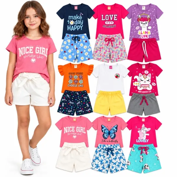 Girls' Summer Clothing Set, 10 Pieces/5 Outfits, Assorted, Ages 1–12 Years