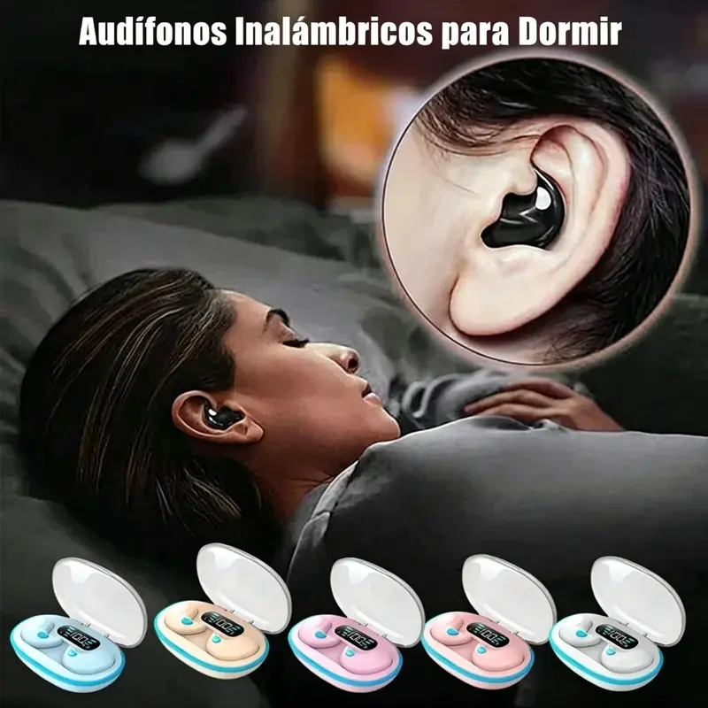 X55 Audífonos Bluetooth para dormir, inalámbricos con cancelación de ruido,ideales para dormir de lado,sonido estéreo Hi-Fi, resistentes al agua, con control táctil,compatibles con los sistemas iOS y Android,perfectos para dormir,hacer deporte y el uso diario, tanto para hombres como para mujeres.