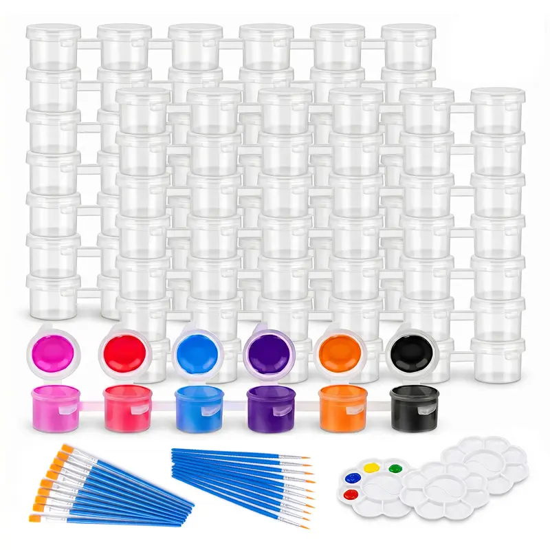 Airtight Paint Pot Craft Set, 50 Strips (300 Pots) or 30 Strips (180 Pots), with 20 Brushes