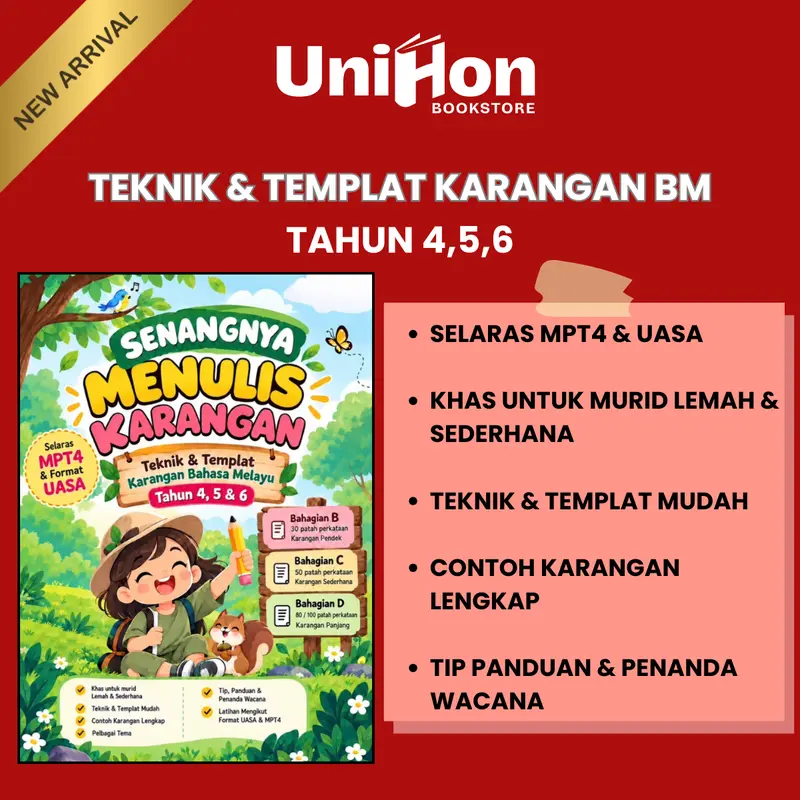 [UNIHON] SENANGNYA MENULIS KARANGAN【TAHUN 4,5,6】TEKNIK & TEMPLAT KARANGAN BM FORMAT UASA & MPT4