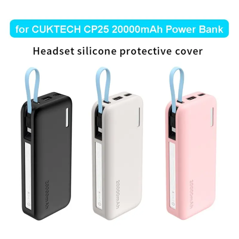 Mirror One Shockproof Silicone Carrying Case for CUKTECH CP25 20000mAh 55W Power Bank, Solid-Color Dustproof Cover
