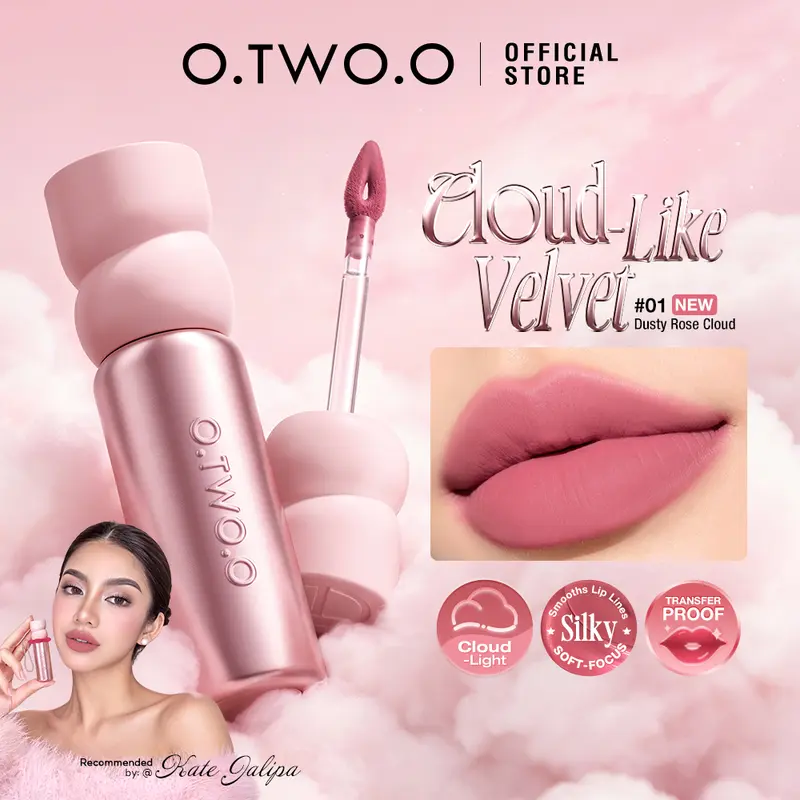 【NEW LAUNCH!】O.TWO.O Cloud Light Blur Lip Tint Soft Matte Airy Lip Mud | Non Drying |  Transferproof | Skincare Infused | Morena Friendly 12 Colors