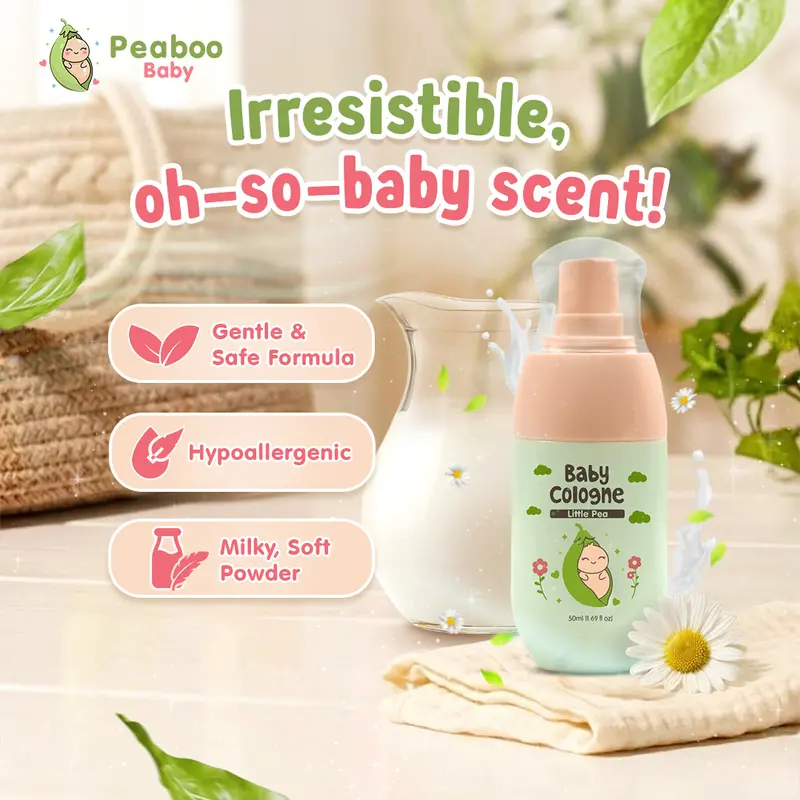 Peaboo Baby Cologne Collection, 50 ml, Mild Long-Lasting Scent, Hypoallergenic Gentle Formula for Everyday Use