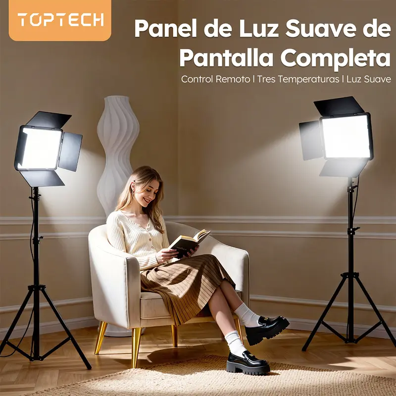 Toptech luz Iluminación del estudio iluminación de vídeo grabación de luces del panel de fotografía con control remoto de trípode youbute TIKTOK juego en vivo