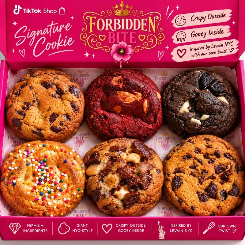Cookies Signature Forbidden Bite 9 cm Gaya New York, Tebal, Renyah di Luar dan Lembut di Dalam, Beli 2 Diskon 15%