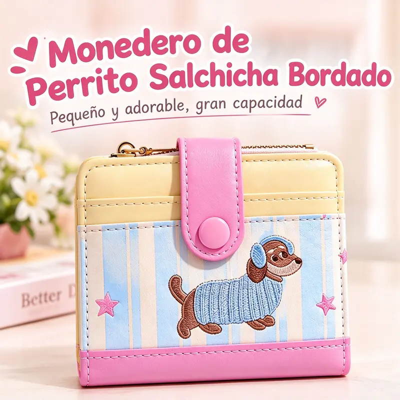 Cute Sausage Coin Purse and Card Holder, Soft Faux Leather, Zip Closure, Compact and Lightweight