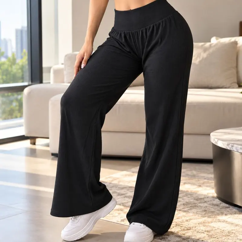 PANDA STORES Pantalón Wide Leg Acanalado | Estilo Casual Lounge.